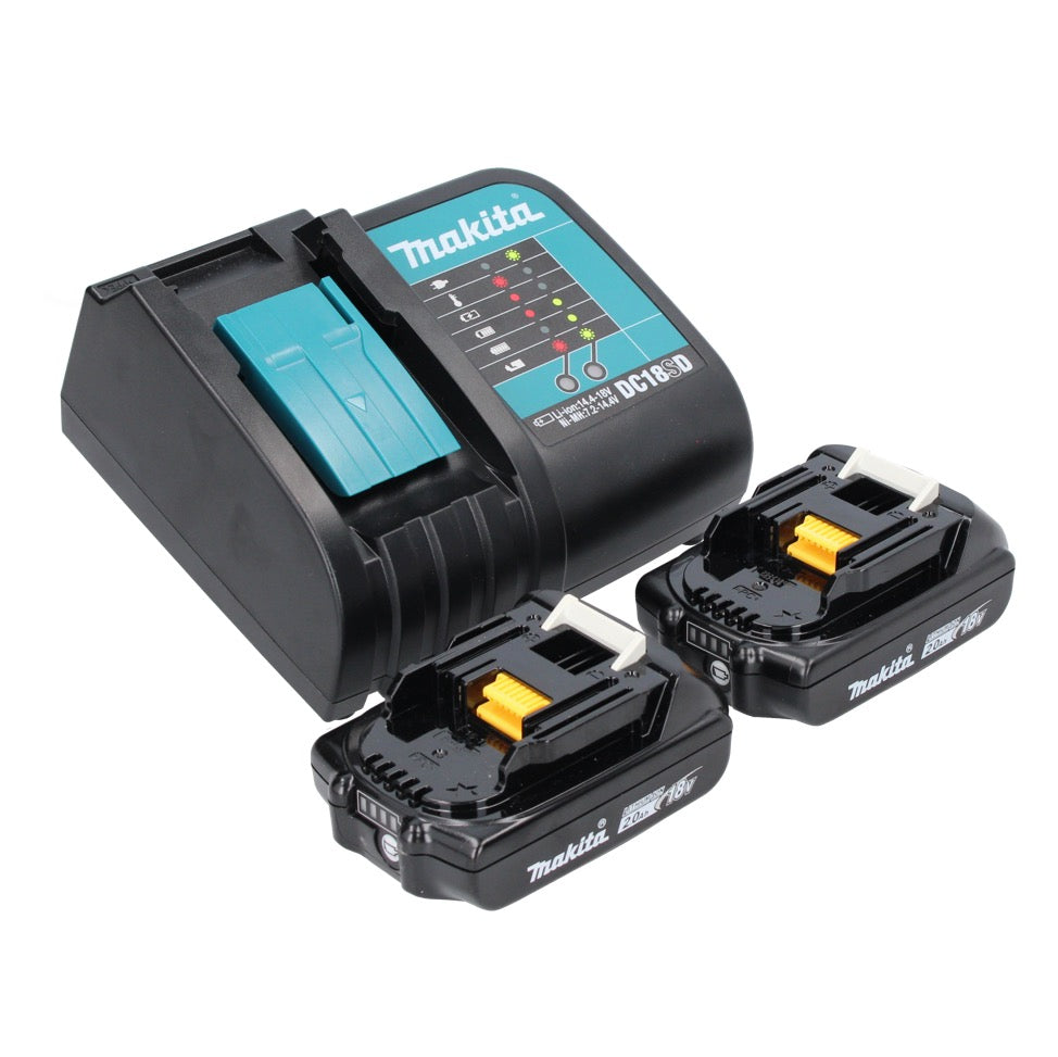 Makita DKP 181 SAX rabot pliant sur batterie 82 mm 18 V sans balais + 2x batteries 2,0 Ah + chargeur + Makbox