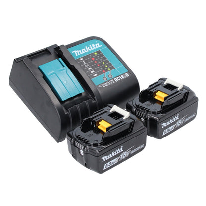 Makita DKP 181 STX rabot pliant 82 mm 18 V sans balais + 2 batteries 5,0 Ah + chargeur + Makbox