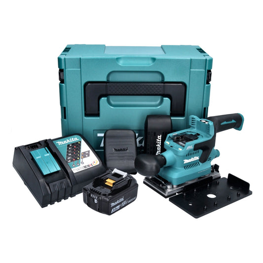 Makita DBO 380 RF1J Akku Schwingschleifer 18 V 93 x 185 mm Brushless + 1x Akku 3,0 Ah + Ladegerät + Makpac