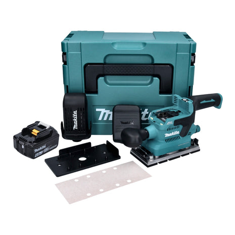 Makita DBO 380 G1J Akku Schwingschleifer 18 V 93 x 185 mm Brushless + 1x Akku 6,0 Ah + Makpac - ohne Ladegerät