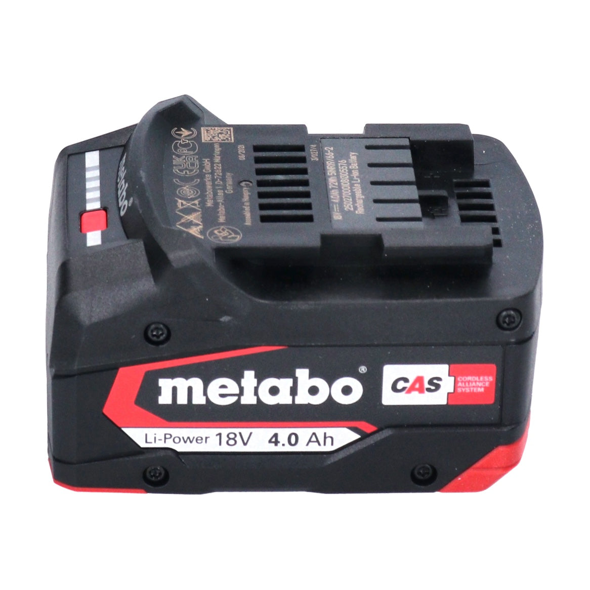 Batterie Metabo Li-Power 18 V 4,0 Ah Batterie Li-Ion CAS (625027000) avec indicateur de niveau de charge - successeur de 625591000