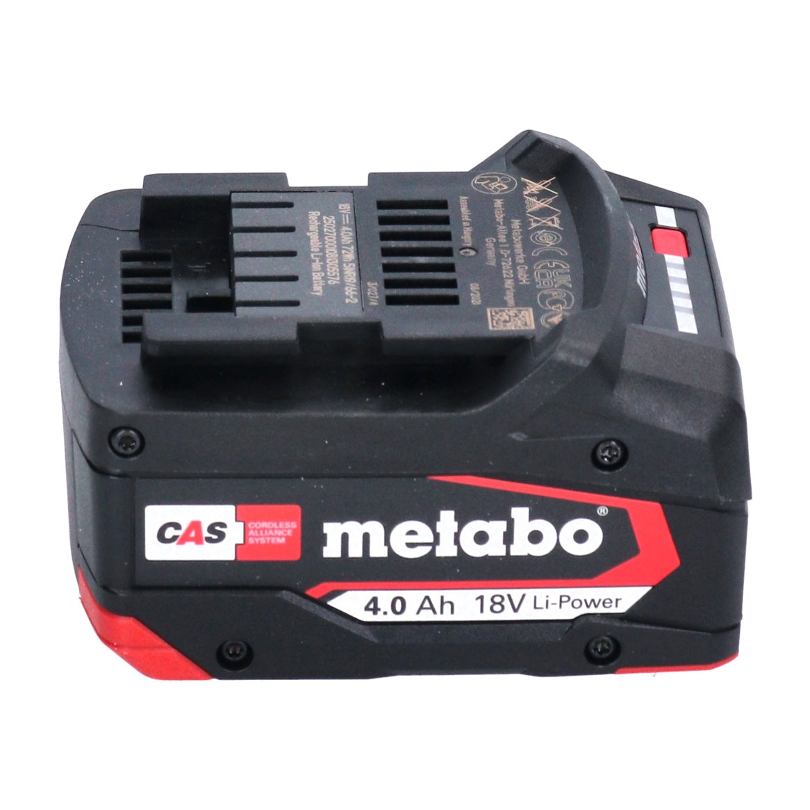 Batterie Metabo Li-Power 18 V 4,0 Ah Batterie Li-Ion CAS (625027000) avec indicateur de niveau de charge - successeur de 625591000