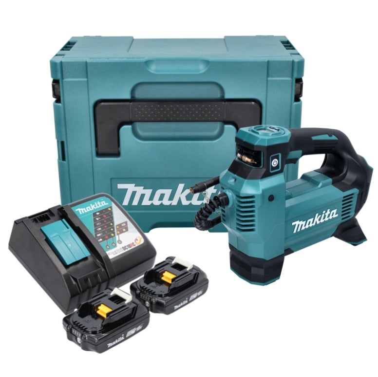 Makita DMP 181 RAJ Akku Kompressor 18 V 11,1 bar + 2x Akku 2,0 Ah + Ladegerät + Makpac