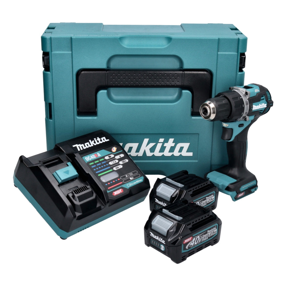 Makita DF 002 GD201 Akku Bohrschrauber 40 V max. 64 Nm Brushless XGT + 2x Akku 2,5 Ah + Ladegerät + Makpac