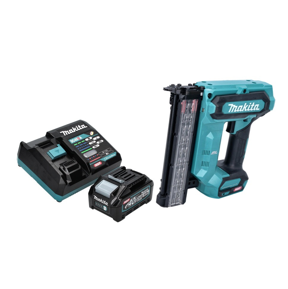 Makita FN 001 GM1 cloueuse à tête d'emballage avec batterie 40 V max. XGT Brushless + 1x batterie 4,0 Ah + chargeur