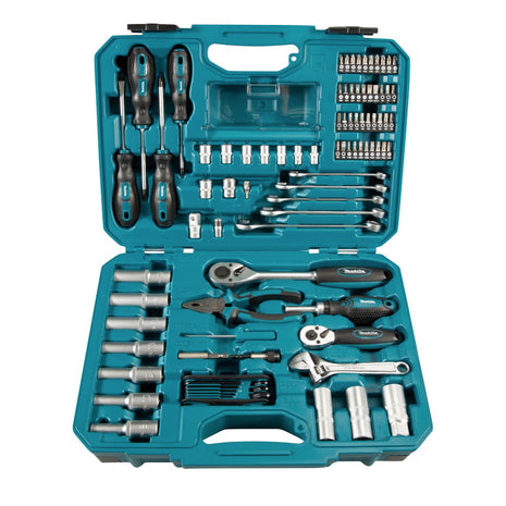 Makita ensemble d'outils à main 87 pièces en acier au chrome vanadium (E-08458) embout/pince/cliquet/tournevis/clé