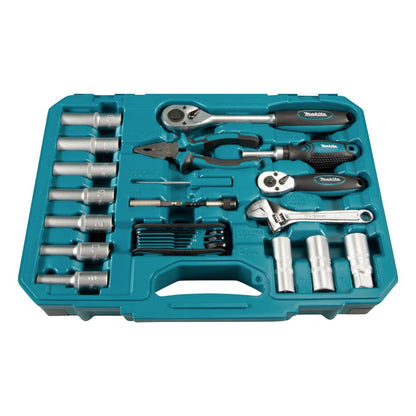 Makita ensemble d'outils à main 87 pièces en acier au chrome vanadium (E-08458) embout/pince/cliquet/tournevis/clé