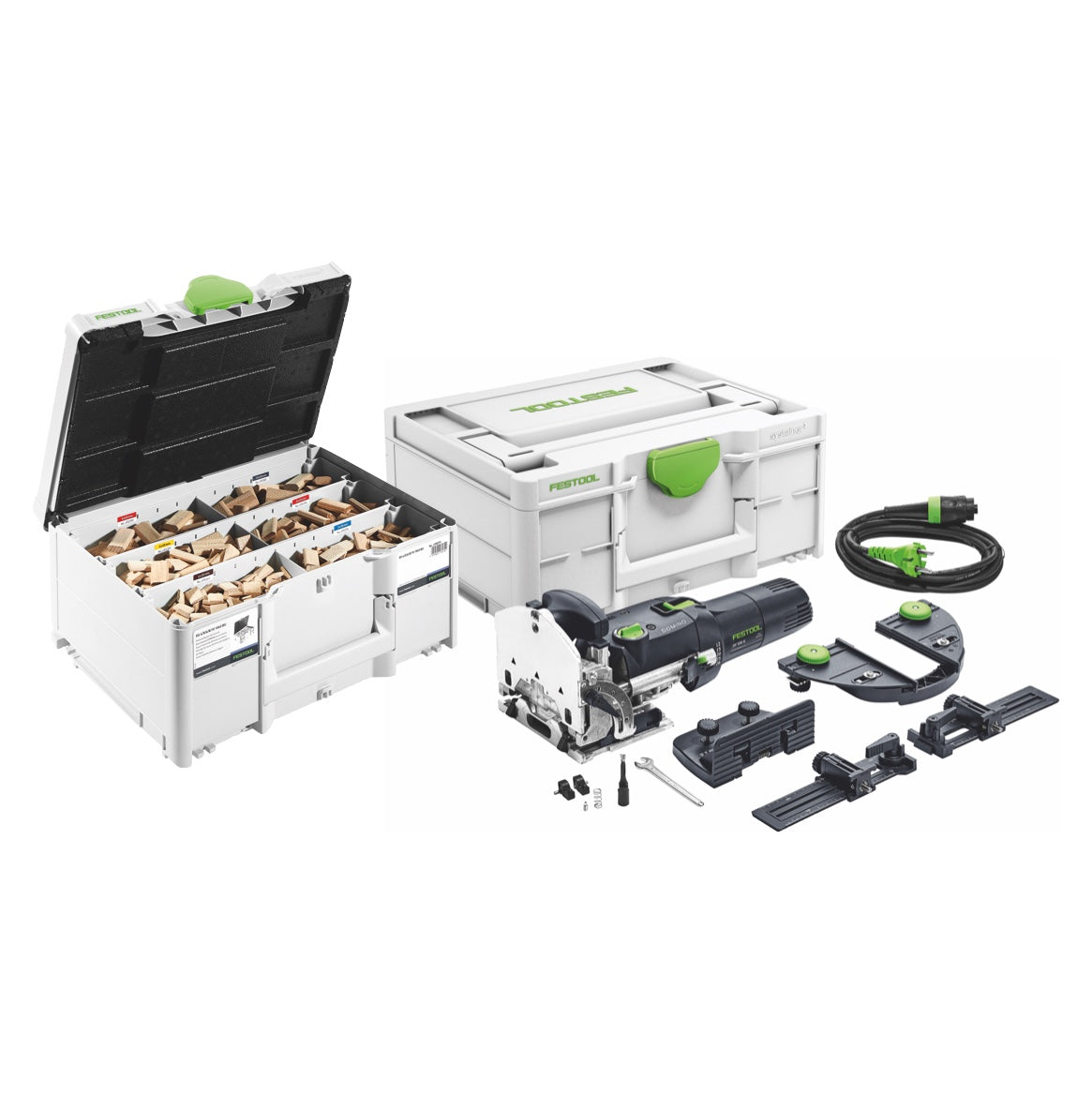 Festool DF 500 Q-Set Dübelfräse 420 Watt 4 - 10 mm + Leistenanschlag + Queranschlag + 1060 tlg. DOMINO Dübel Buche Sortiment + Systainer - Toolbrothers