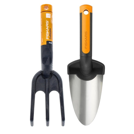 Fiskars Set Solid Gartenkralle + Blumenkelle Premium Schaufel