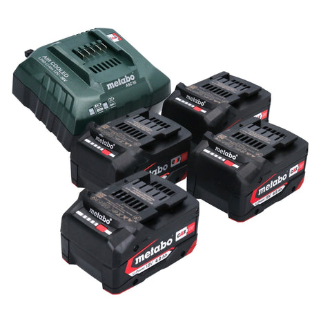 Kit de base Metabo 4x batterie Li-Power 18 V 4,0 Ah CAS batterie Li-Ion (4x 625027000) + chargeur ASC 55 (627044000)