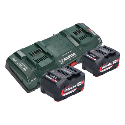 Kit de base Metabo 2x batterie Li-Power 18 V 4,0 Ah CAS Li-Ion (2x 625027000) + chargeur rapide double ASC 145 DUO (627495000)