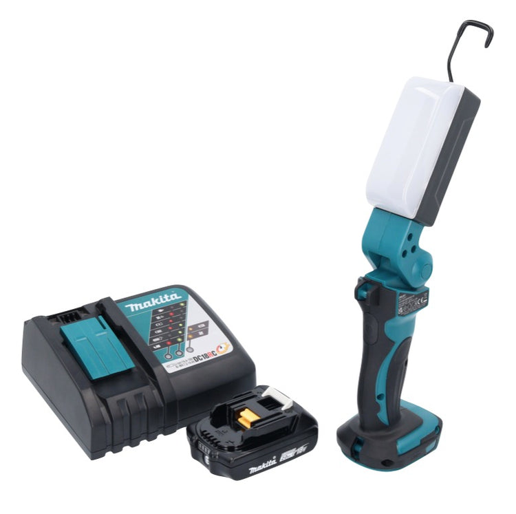 Makita DML 801 RA1 X Lampe de travail LED sur batterie 18 V 240 lm + diffuseur + 1x batterie 2,0 Ah + chargeur