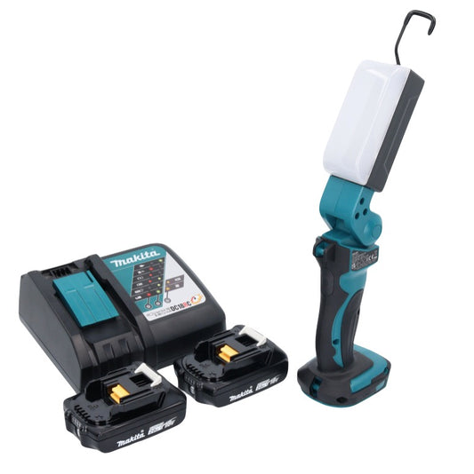 Makita DML 801 RA X LED Akku Lampe Arbeitsleuchte 18 V 240 lm + Diffusor + 2x Akku 2,0 Ah + Ladegerät