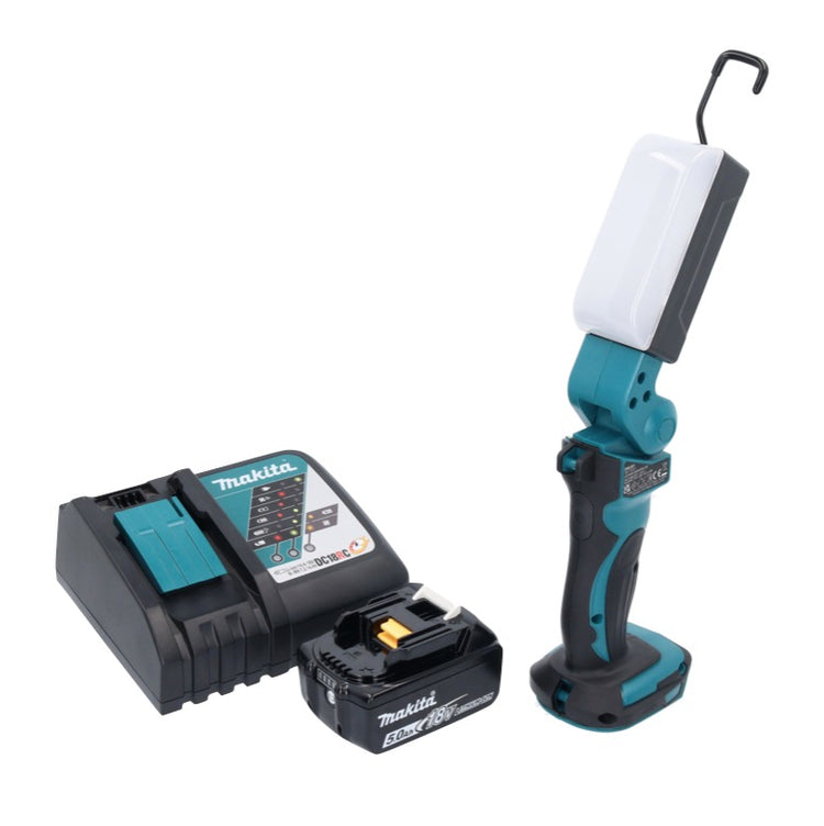 Makita DML 801 RT1 X LED Akku Lampe Arbeitsleuchte 18 V 240 lm + Diffusor + 1x Akku 5,0 Ah + Ladegerät