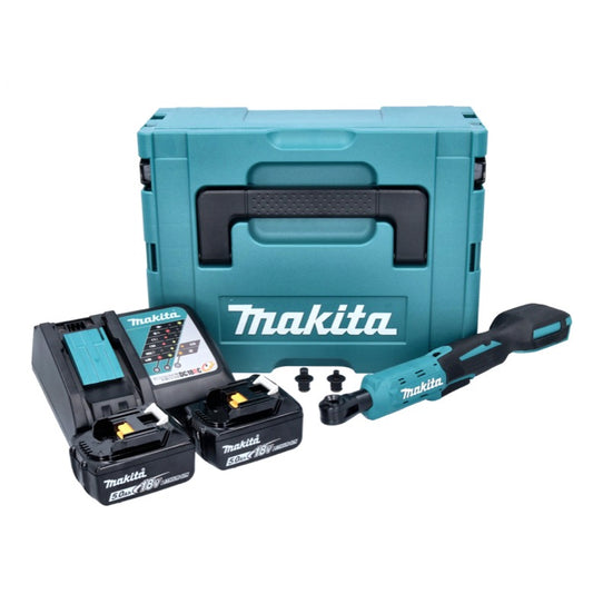 Visseuse à cliquet sans fil Makita DWR 180 RTJ 18 V 47,5 Nm 1/4" 3/8" + 2x batteries 5,0 Ah + chargeur + Makpac