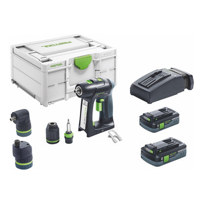 Festool C 18 HPC 4,0 l set perceuse-visseuse sans fil 18 V 45 Nm sans balais (576992) + 2x batterie 4,0 Ah + chargeur + accessoire excentrique + accessoire d'angle + systainer