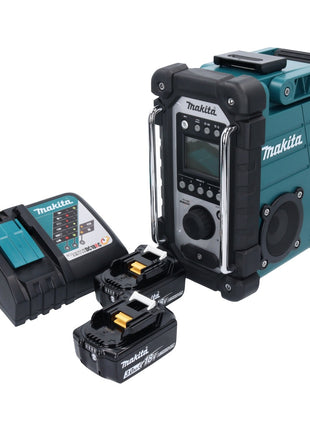 Makita DMR 107 RF radio de chantier à batterie 7,2 - 18 V + 2x batteries 3,0 Ah + chargeur