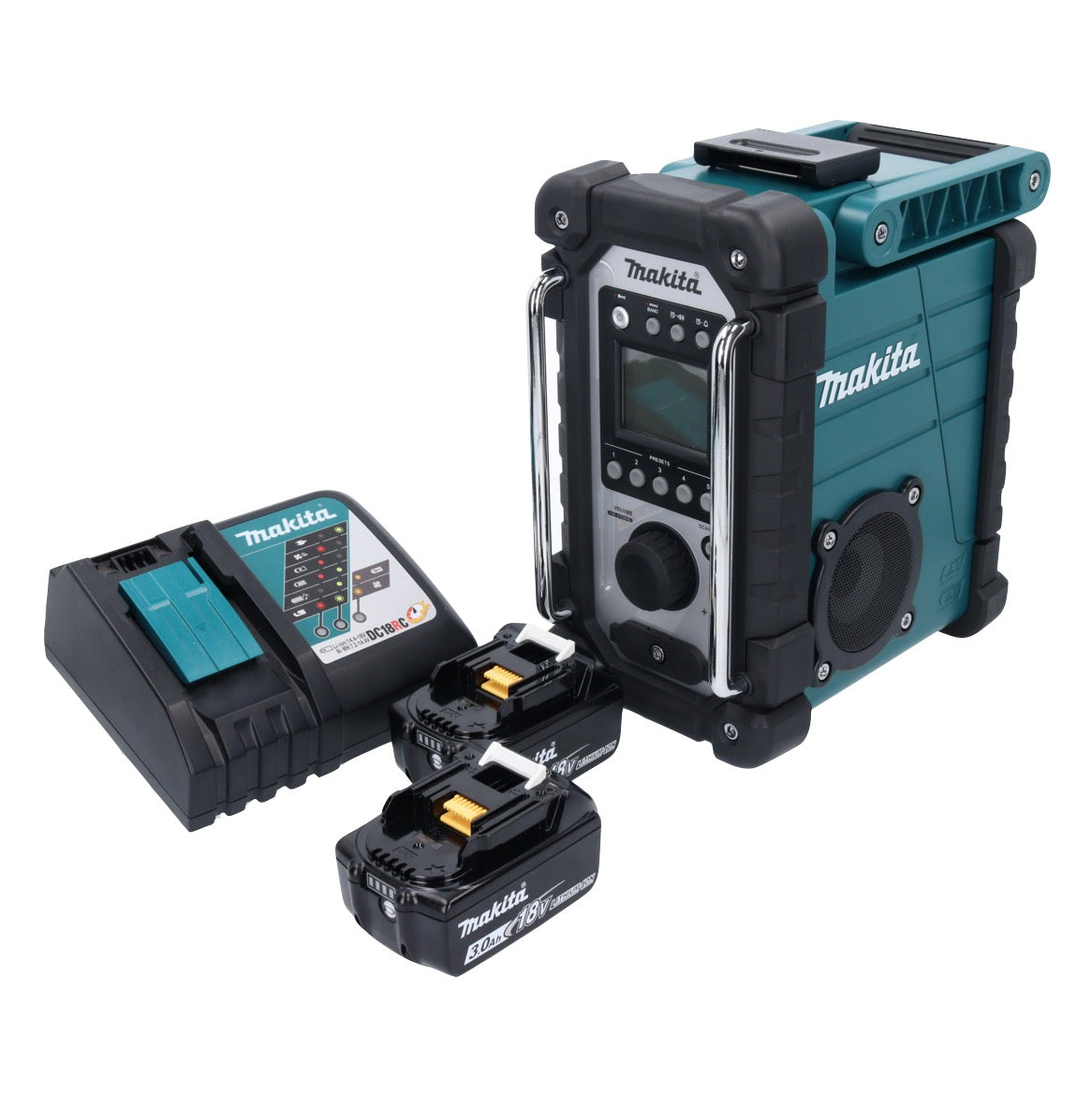 Makita DMR 107 RF radio de chantier à batterie 7,2 - 18 V + 2x batteries 3,0 Ah + chargeur