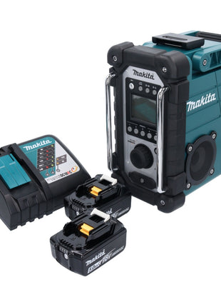 Makita DMR 107 RT Radio de chantier à batterie 7,2 - 18 V + 2x batteries 5,0 Ah + chargeur