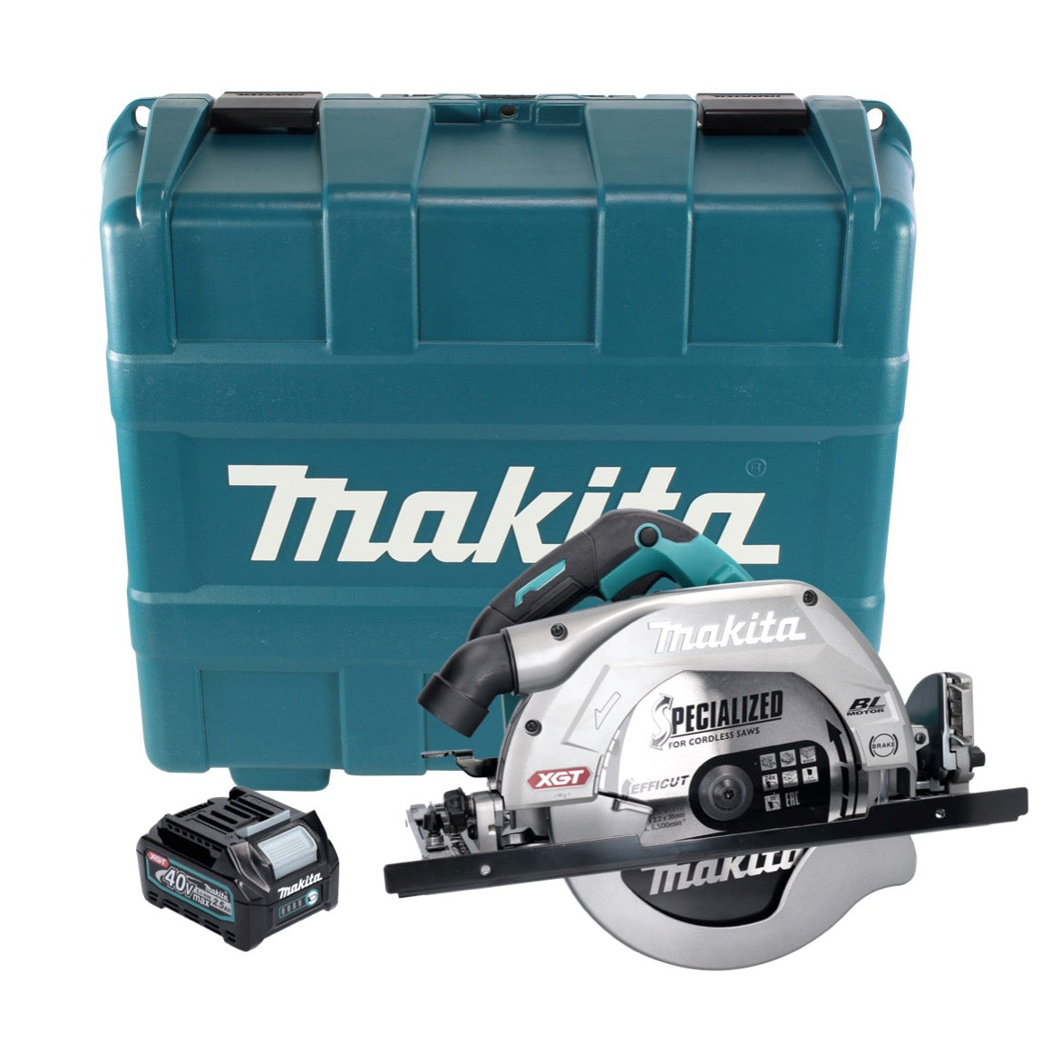 Makita HS 009 GD101 scie circulaire sur batterie XGT 40 V max. 235 mm sans balais + 1x batterie 2,5 Ah + coffret - sans chargeur