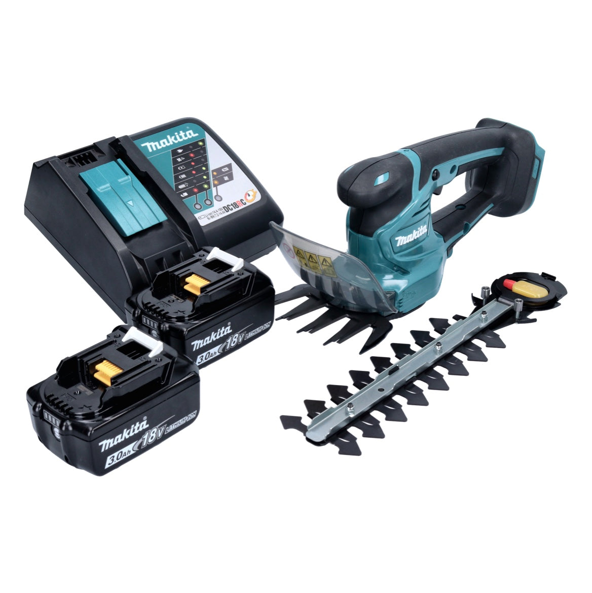 Cisaille à gazon sans fil Makita DUM 111 RFX, cisaille à arbustes 18 V + 2 batteries 3,0 Ah + chargeur