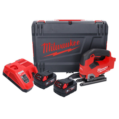 Scie sauteuse à batterie Milwaukee M18 FJS-502X 18 V course 25 mm sans balais (4933464727) + 2x batteries 5,0 Ah + chargeur + boîtier HD