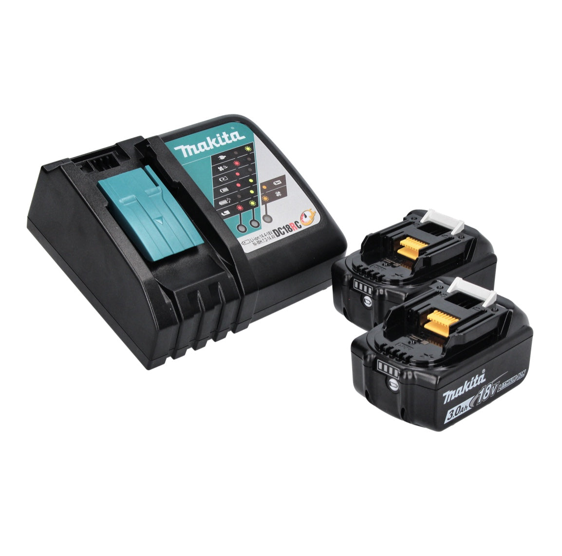 Makita DEADML 815 RF LED lampe à main sur batterie 14,4 - 18 V 160 lm + 2x batteries 3,0 Ah + chargeur