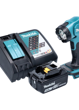 Makita DEADML 815 RT1 Lámpara de mano LED con batería 14,4 - 18 V 160 lm + 1x batería 5,0 Ah + cargador