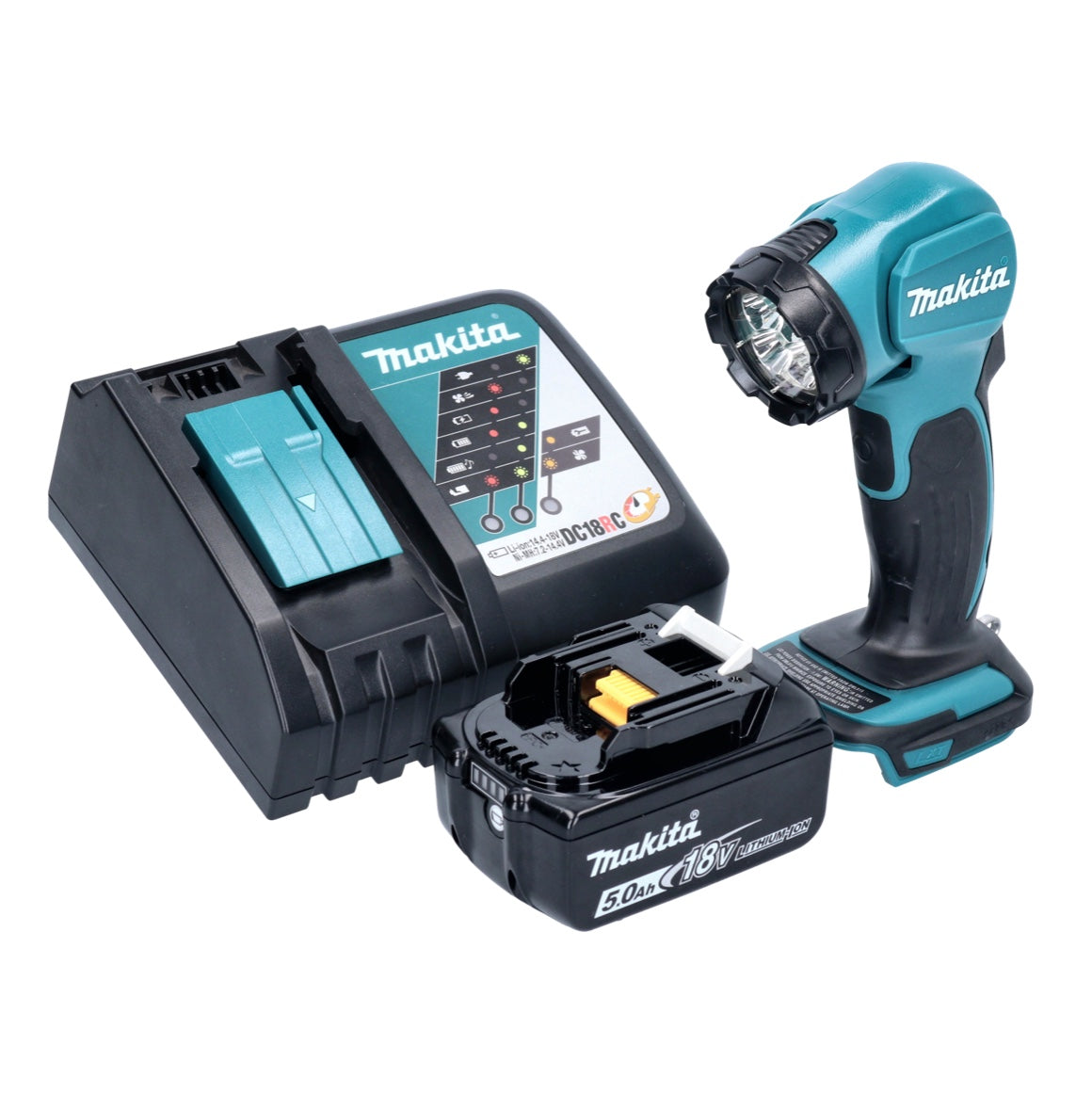 Makita DEADML 815 RT1 LED Akku Handleuchte 14,4 - 18 V 160 lm + 1x Akku 5,0 Ah + Ladegerät