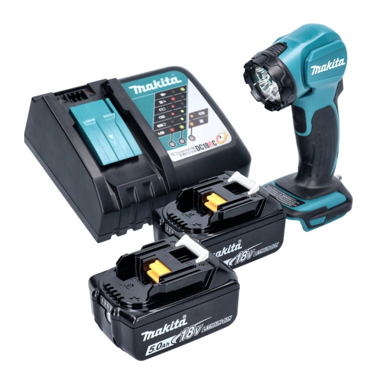 Makita DEADML 815 RT Lampe portative à batterie LED 14,4 - 18 V 160 lm + 2x batteries 5,0 Ah + chargeur