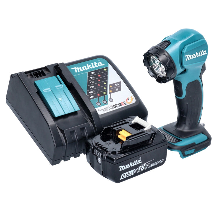 Makita DEADML 815 RG1 Lampe à main à batterie LED 14,4 - 18 V 160 lm + 1x batterie 6,0 Ah + chargeur