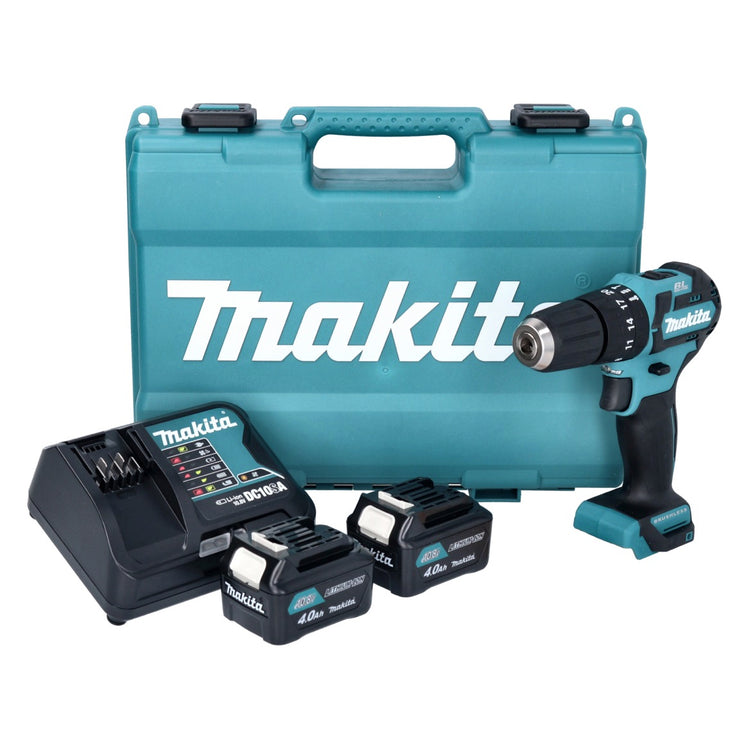 Makita HP 332 DSME Akku Schlagbohrschrauber 12 V 35 Nm Brushless + 2x Akku 4,0 Ah + Ladegerät + Koffer - Toolbrothers