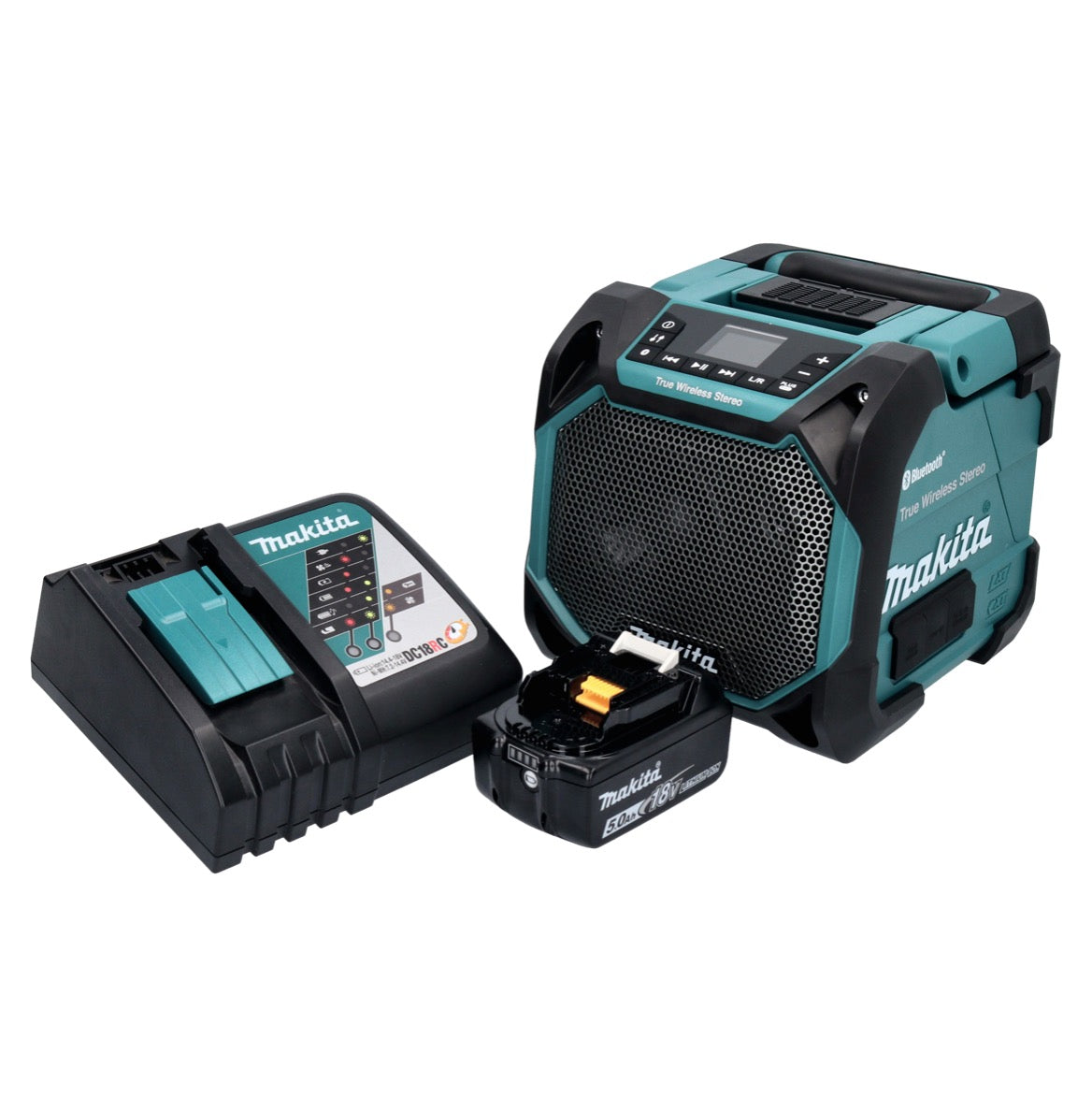 Makita DMR 203 RT1 Enceinte Bluetooth 12 V 18 V IP64 + 1x batterie 5,0 Ah + chargeur