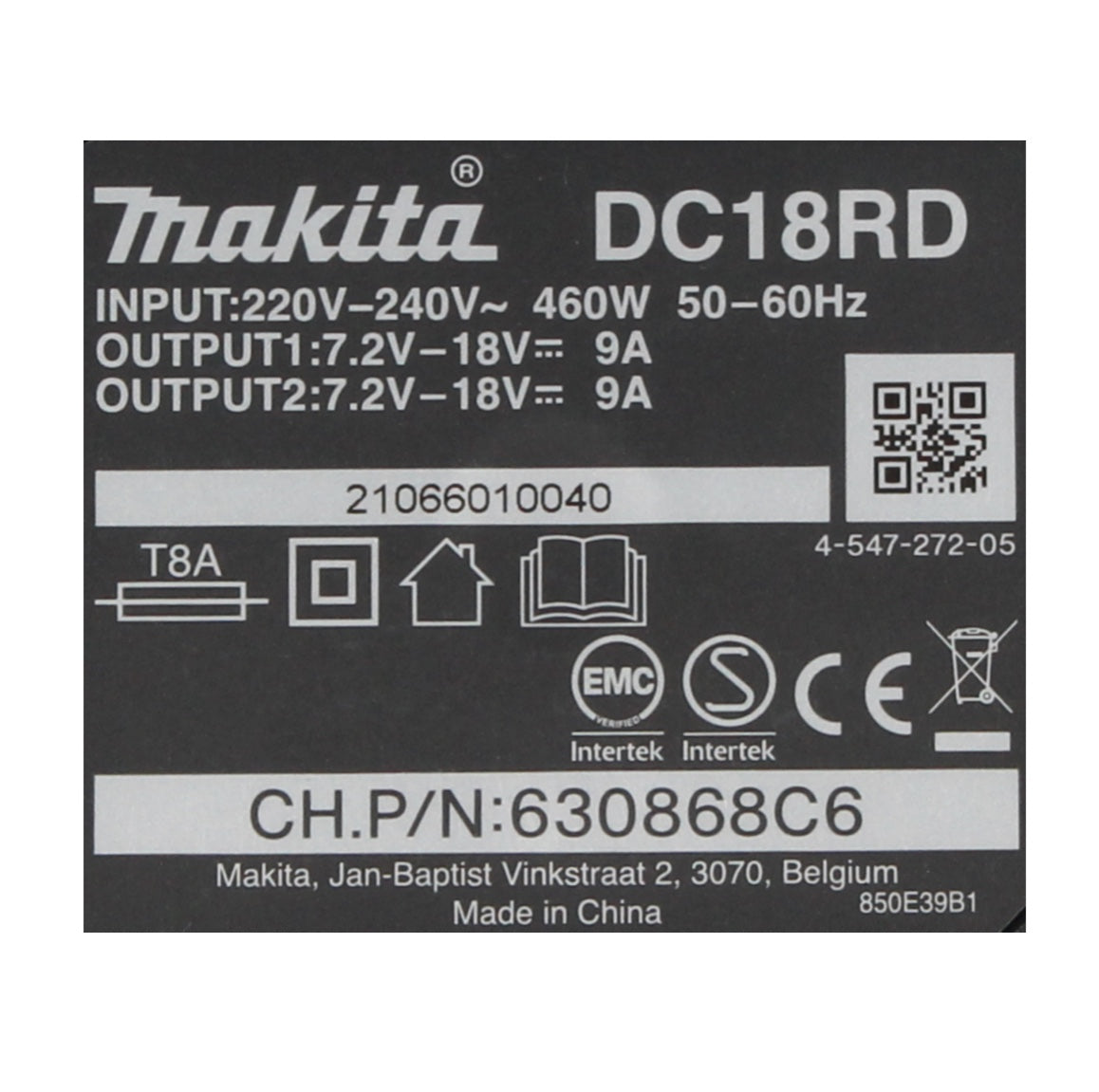 Kit source d'alimentation Makita 18 V avec 2 batteries BL 1820 B 2,0 Ah (2x 197254-9) + chargeur rapide double DC 18 RD (196933-6)