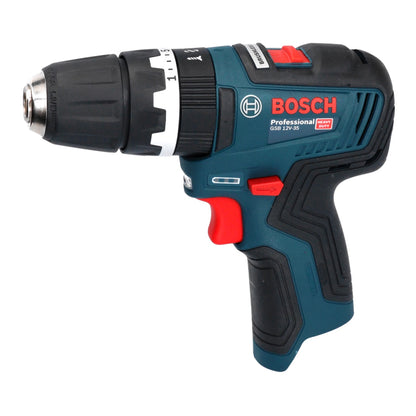 Bosch GSB 12V-35 Professional perceuse à percussion sans fil 12 V 35 Nm sans balais + 2 batteries 3,0 Ah + chargeur + jeu d'embouts 32 pièces + L-Boxx