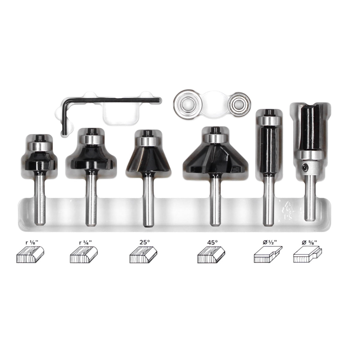 Bosch Rand- und Kantenfräser Set 6 tlg. 1/4" Schaft ( 2607017470 ) Trim & Edging Set für Oberfräsen - Toolbrothers