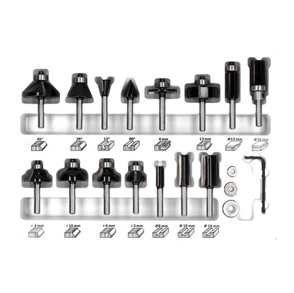 Bosch Mixed Fräser Set 15 tlg. 6 mm Schaft ( 2607017471 ) für Oberfräsen