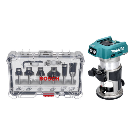 Makita DRT 50 Z Akku Multifunktionsfräse 18 V Brushless + 6 tlg. Fräser Set - ohne Akku, ohne Ladegerät