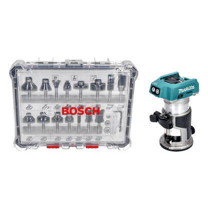 Makita DRT 50 Z Akku Multifunktionsfräse 18 V Brushless + 15 tlg. Fräser Set - ohne Akku, ohne Ladegerät