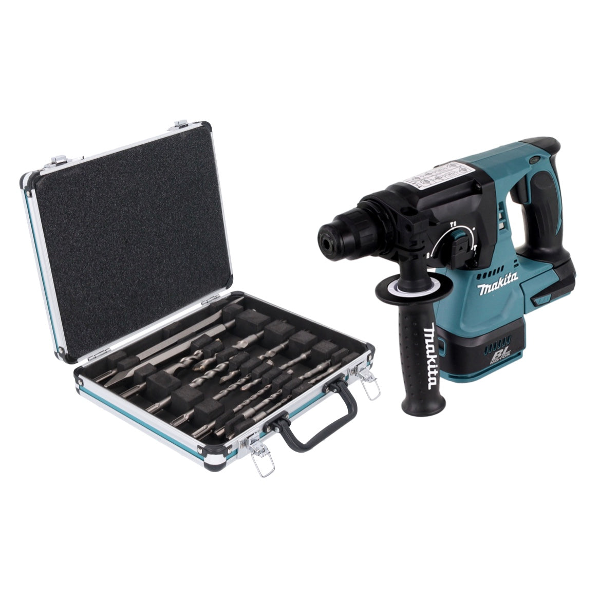 Makita DHR 242 Z Akku Bohrhammer 18 V 2,0 J SDS plus Brushless + 13 tlg. Bohrer und Meißel Set - ohne Akku, ohne Ladegerät