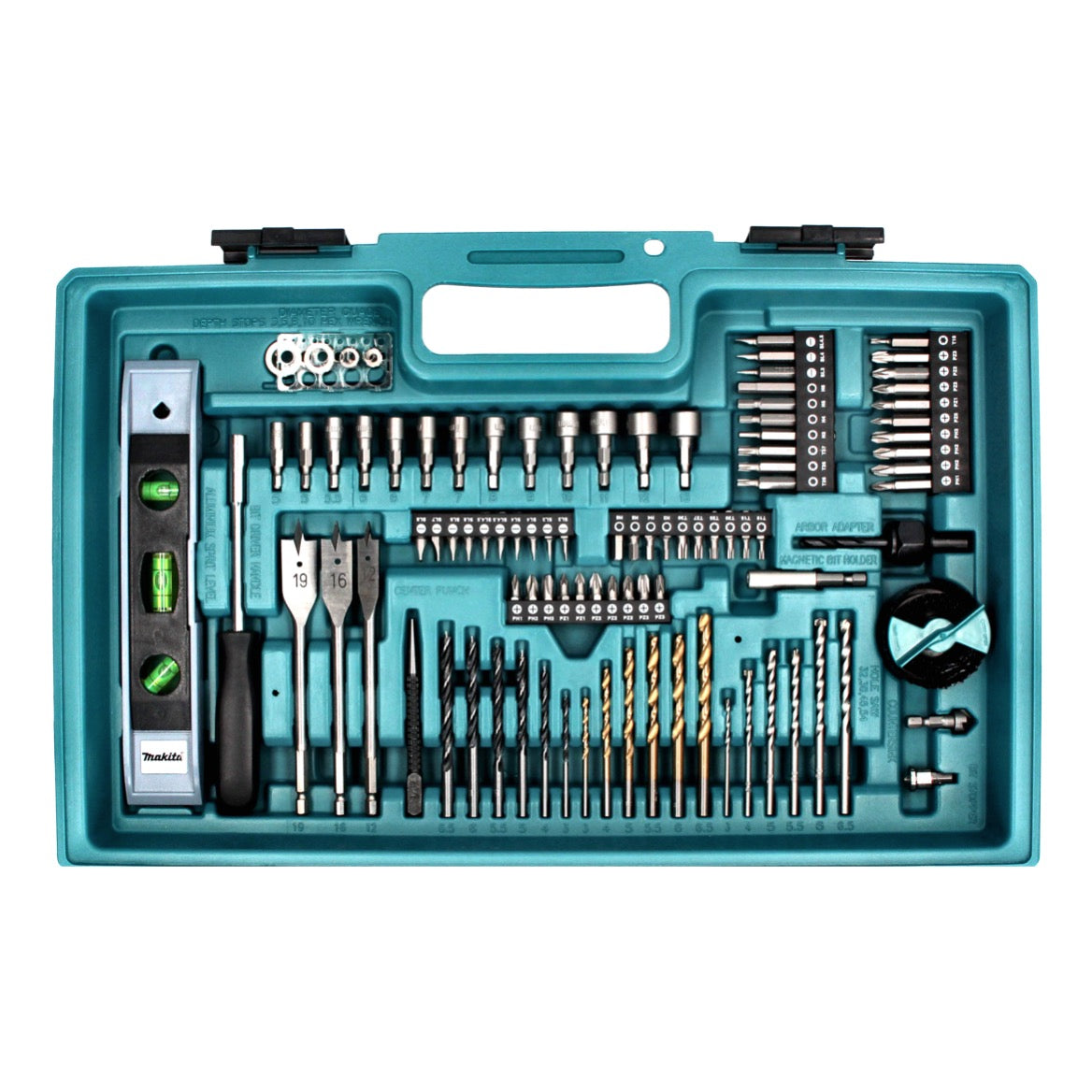 Makita DHP 482 SAX5W Akku Schlagbohrschrauber weiß 18 V 62 Nm + 1x Akku 2,0 Ah + Ladegerät + 101 tlg. Zubehör Set + Koffer