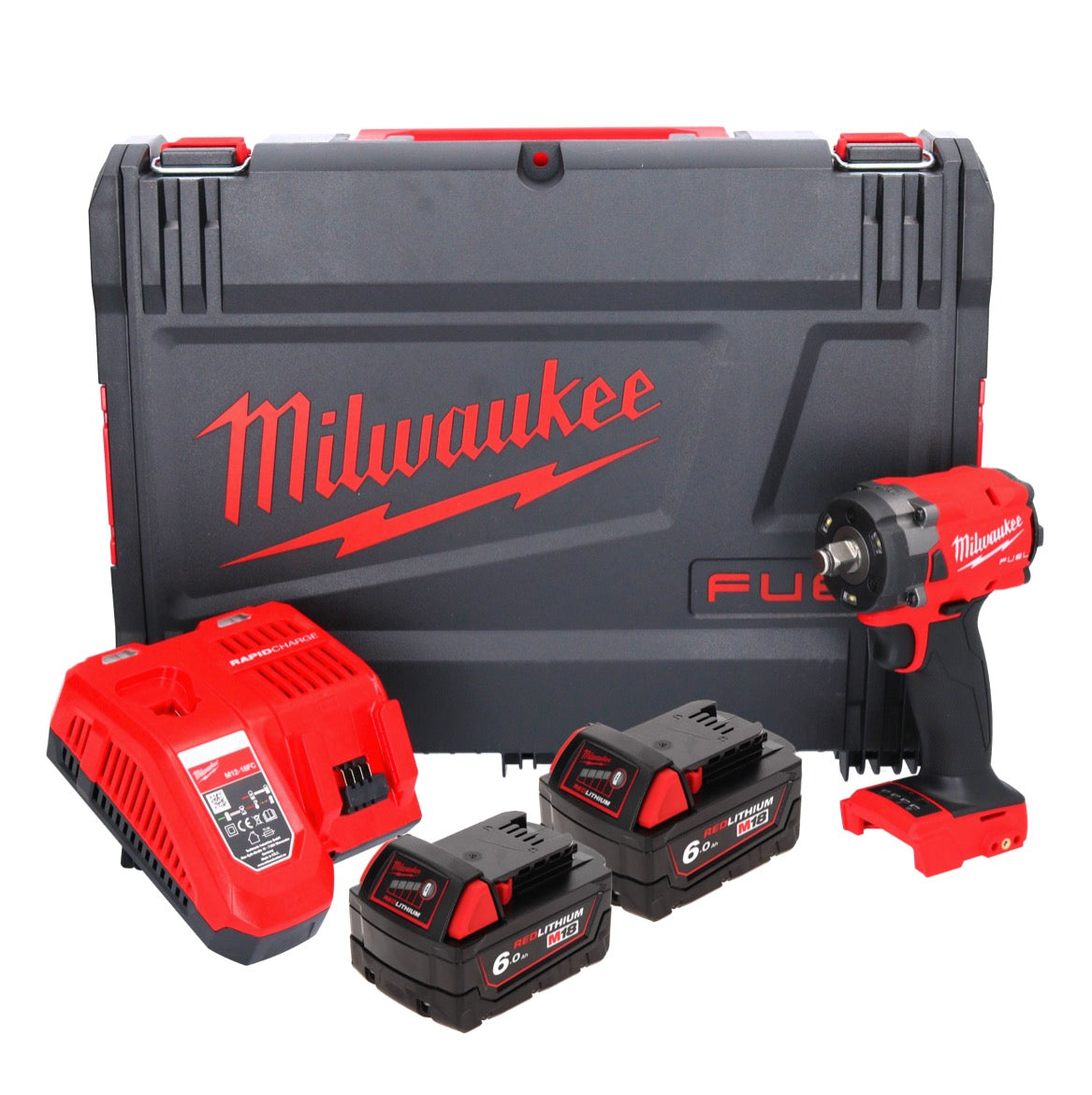 Milwaukee M18 FIW2F12-602X Akku Schlagschrauber 18 V 339 Nm 1/2" Brushless + 2x Akku 6,0 Ah + Ladegerät + HD Box