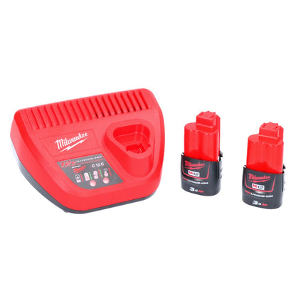 Scie circulaire manuelle à batterie Milwaukee M12 CCS44-302C 12 V 140 mm sans balais + 2x batteries 3,0 Ah + chargeur