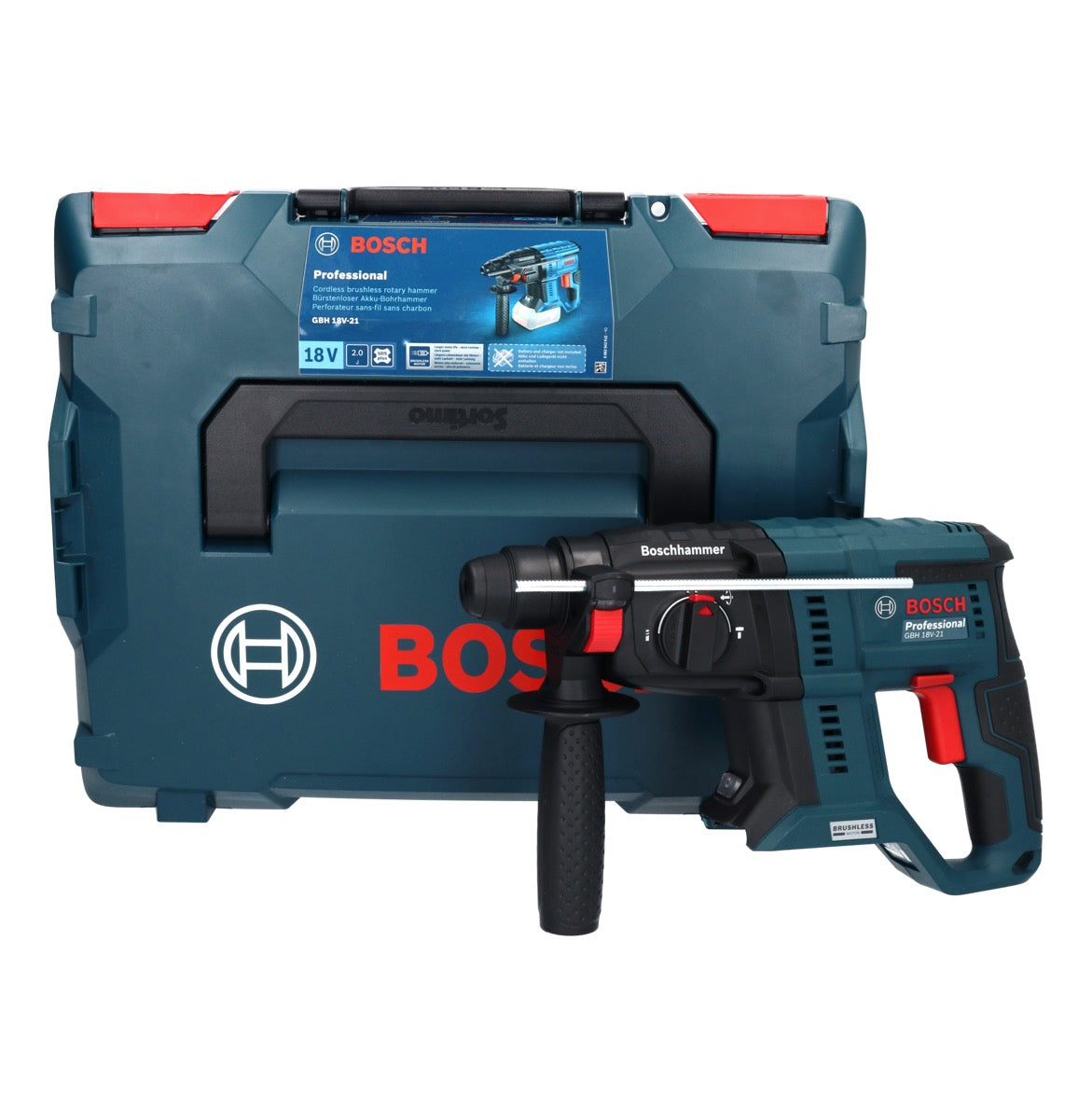 Bosch GBH 18V-21 Professional Perceuse à percussion sans fil 18 V 2,0 J sans balais (0611911101) + L-BOXX - sans batterie, sans chargeur