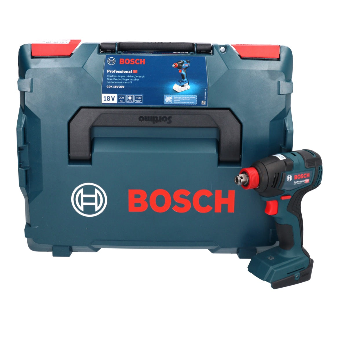 Clé à chocs rotative sans fil Bosch GDX 18V-200 Professional 18 V 200 Nm brushless (06019J2205) + L-BOXX - sans batterie, sans chargeur