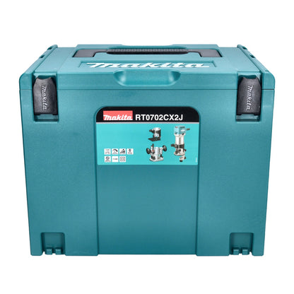 Makita RT 0702 CX2J Multifunktionsfräse 710 W 6 / 8 mm + Oberfräsenmodul + Kantenfräsenmodul + Winkelfräsenmodul + Makpac