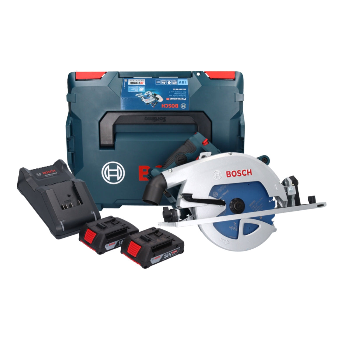 Bosch GKS 18V-68 GC Professional Akku Handkreissäge 18 V 190 mm Biturbo Brushless + 2x Akku 2,0 Ah + Ladegerät + L-BOXX