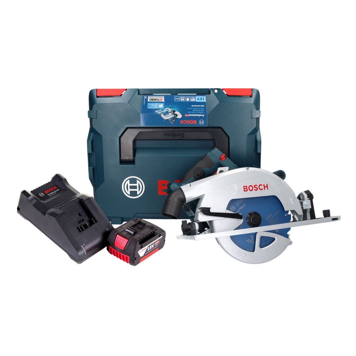 Scie circulaire sans fil Bosch GKS 18V-68 GC Professional 18 V 190 mm Biturbo Brushless + 1x batterie 4,0 Ah + chargeur + L-BOXX