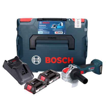 Bosch GWX 18V-7 Professional Akku Winkelschleifer 18 V 125 mm Brushless X-LOCK + 2x Akku 2,0 Ah + Ladegerät + L-Boxx - Toolbrothers