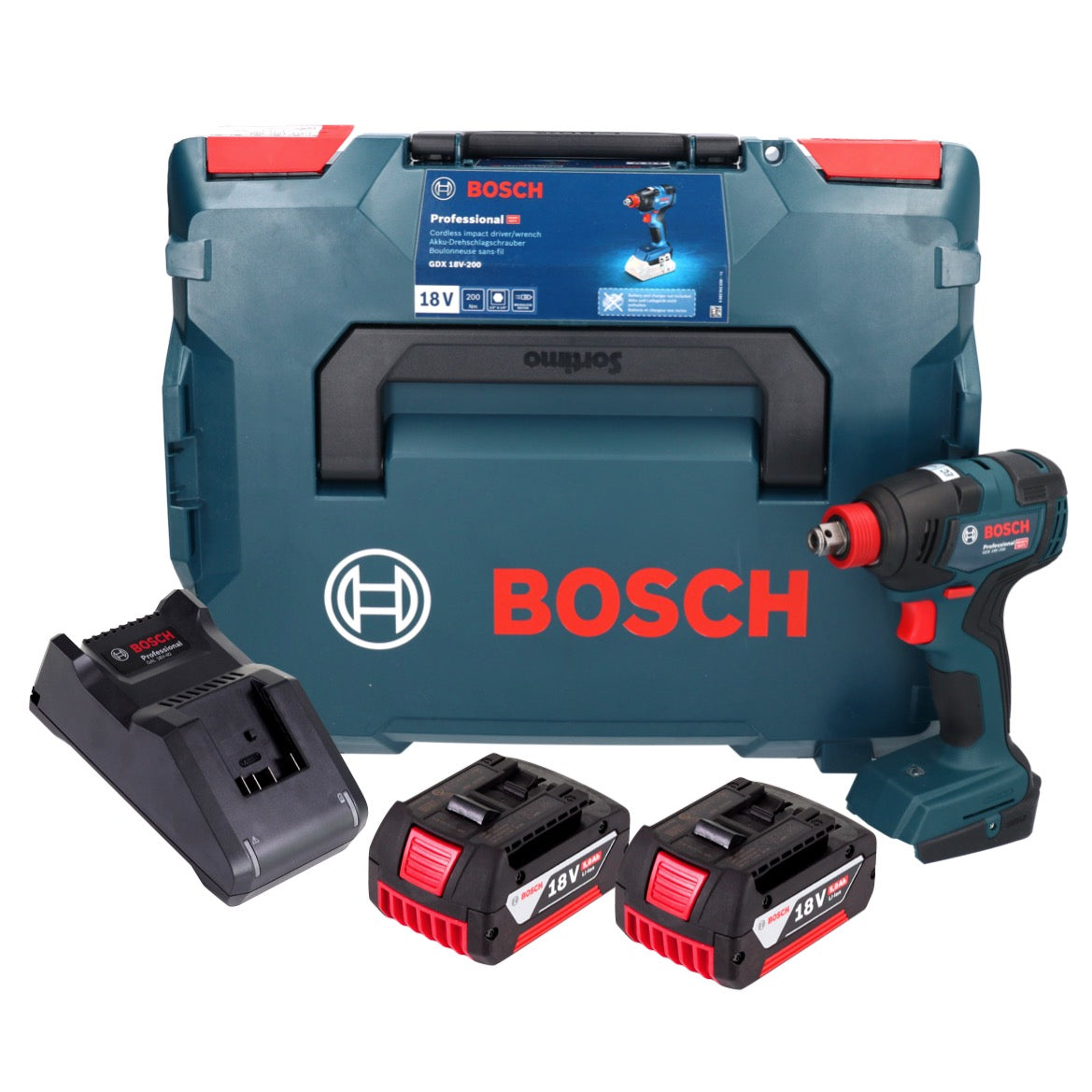 Bosch GDX 18V-200 Professional Clé à chocs rotative sans fil 18 V 200 Nm sans balais + 2x batteries 5,0 Ah + chargeur + L-BOXX